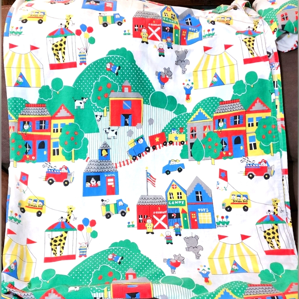 Vintage kids circus twin sheet set